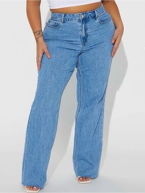 Fashion Nova Light Blue High-Rise Wide Leg Jeans
